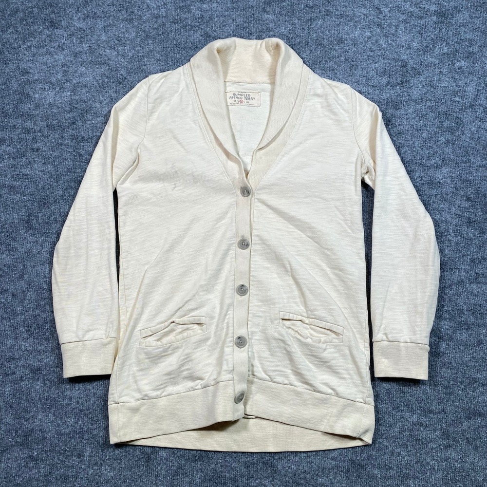 J.Crew Rumpled French Terry‎ Shawl Collar Cardigan Cream 13658 Mens Medium